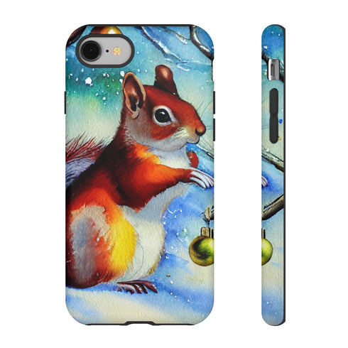 A Squirrel Decorates the Forest for Christmas - Impact Resistant Phone Case iPhone 8 Matte